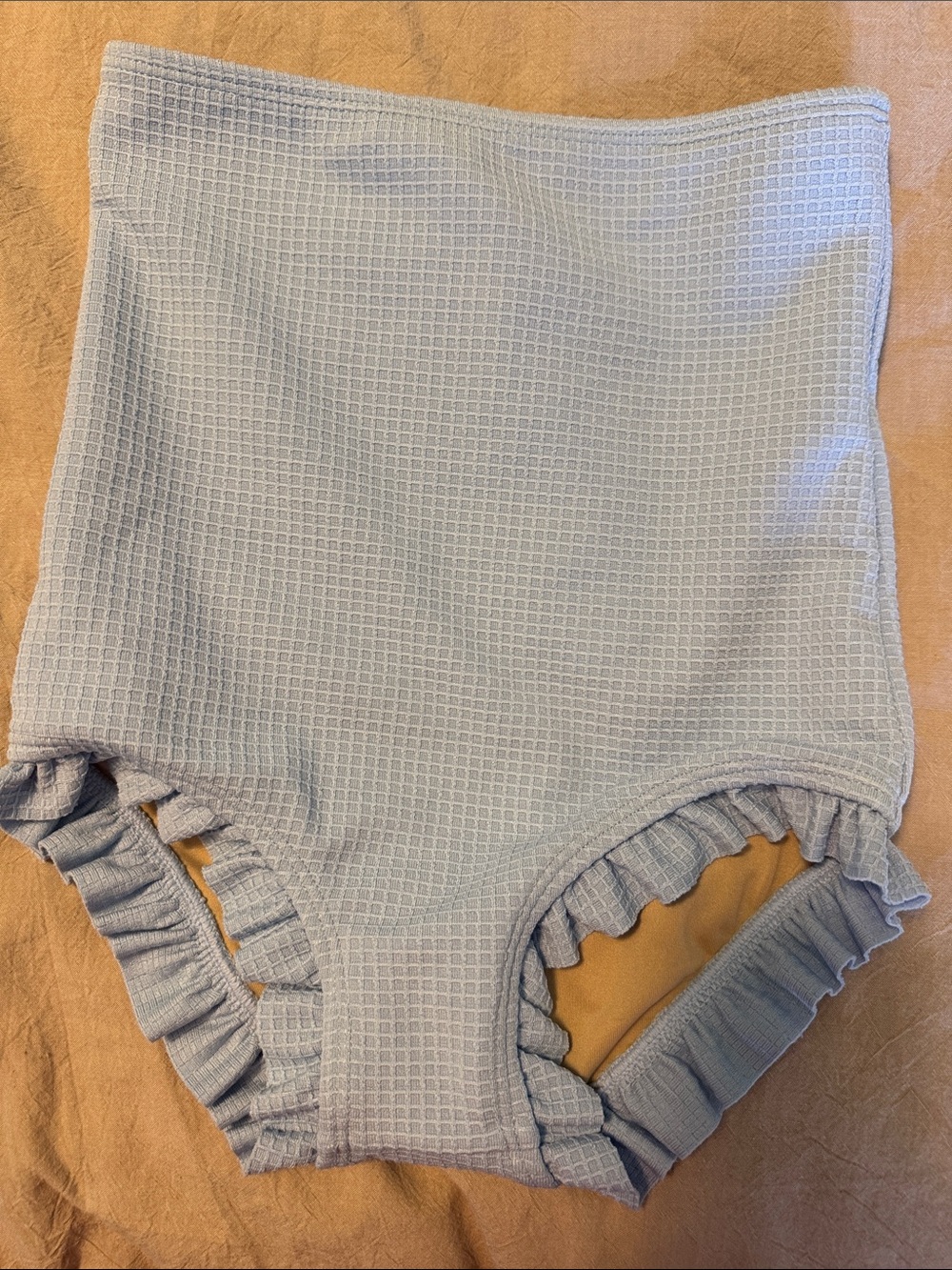 Kortni Jean Kids High-Waist Ruffled Swim Bottoms — Light Blue 8/9